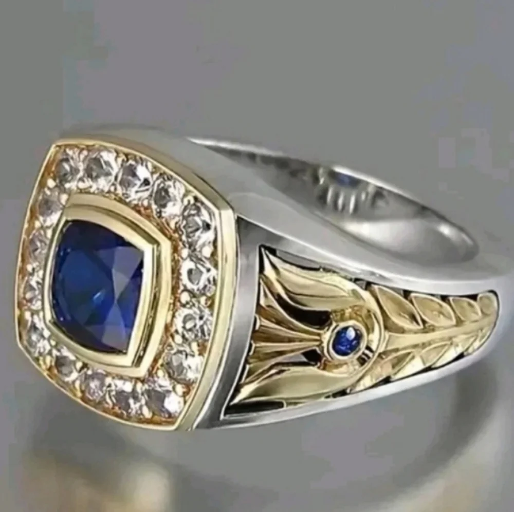 Mens Sapphire Ring With gold Accents